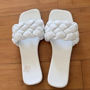 White Braided Slide Sandals
